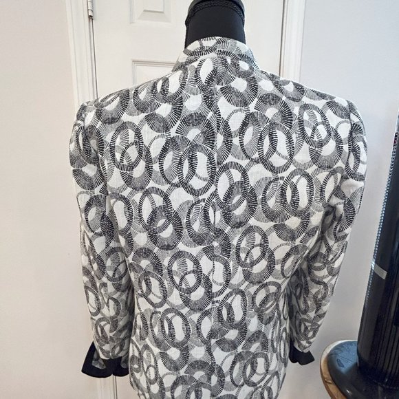 Kasper Separates Black White 3/4 Sleeves Size 6 One Button Blazer - Picture 2 of 3
